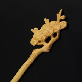 CrystalMood Handmade Carved Wood Hair Stick Pine Tree