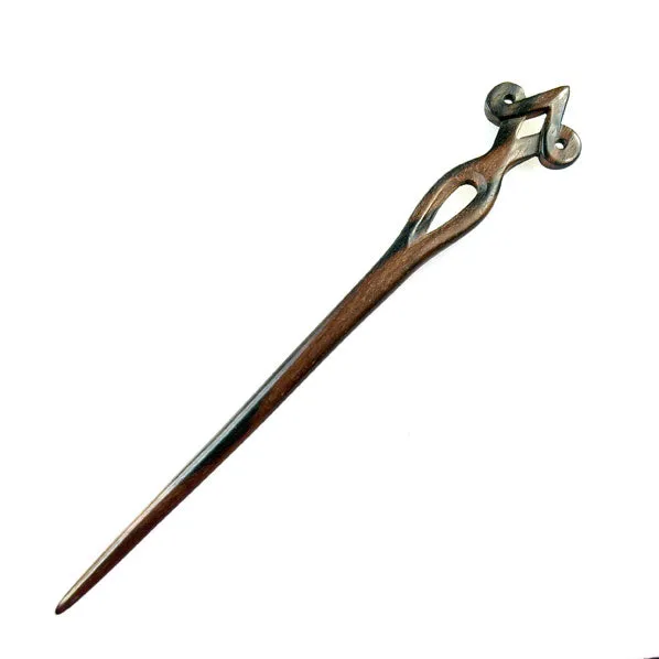 CrystalMood Handmade Carved Wood Hair Stick Scepter 6.85" Ebony