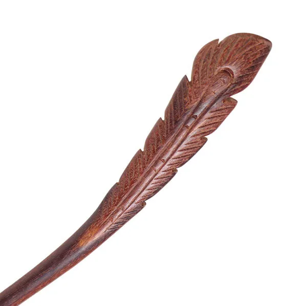 CrystalMood Handmade Carved Wood Hair Stick Wing