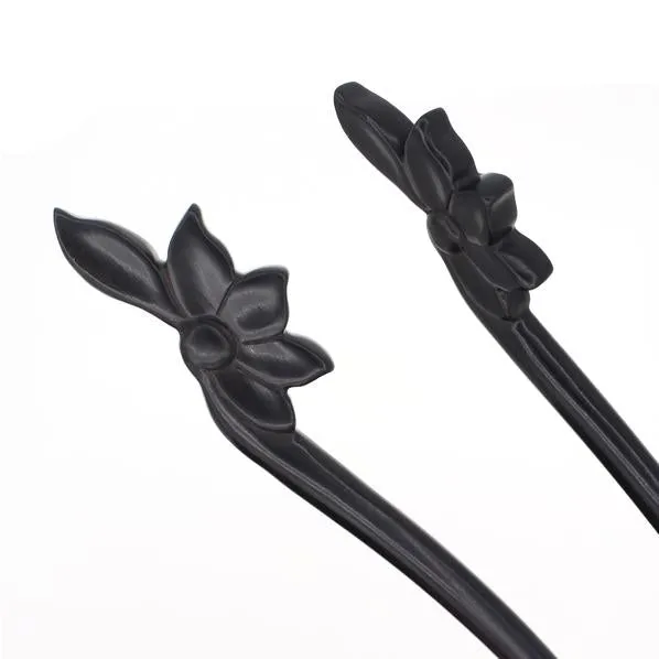 CrystalMood Handmade Carved Wood Simple Floral Hair Stick