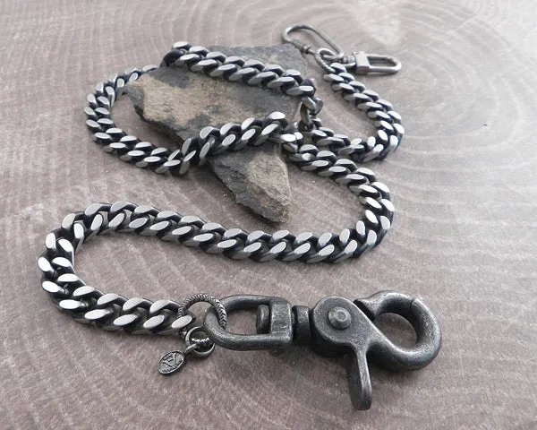 Cuban Leash Distressed Wallet Chain-Steel Stainless