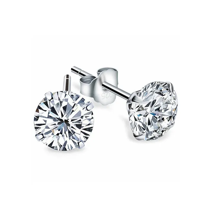 Cubic Zirconia Stud Earrings - Sterling Silver