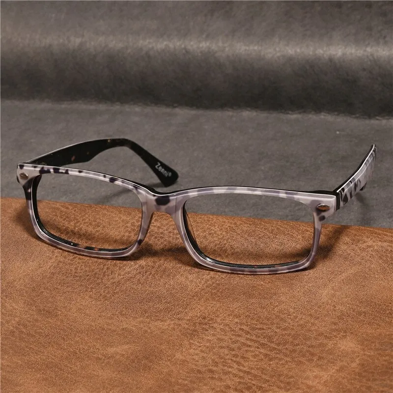 Cubojue Unisex Full Rim Square Tr 90 Titanium Presbyopic Reading Glasses 07131p