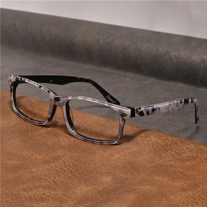 Cubojue Unisex Full Rim Square Tr 90 Titanium Presbyopic Reading Glasses 07131p