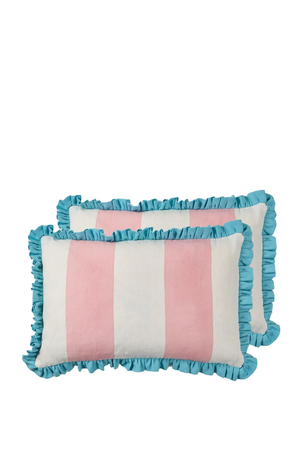 Cushion Frill Wide Stripe Pink