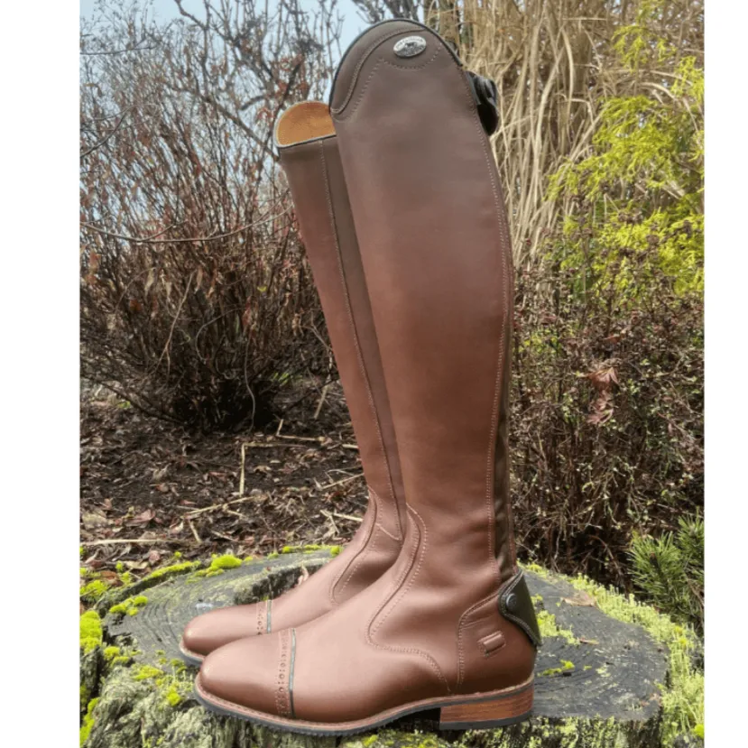 *Custom DeNiro Volare Dress Boot - Brown with Patent & Swarovski - 39 MA/XXS