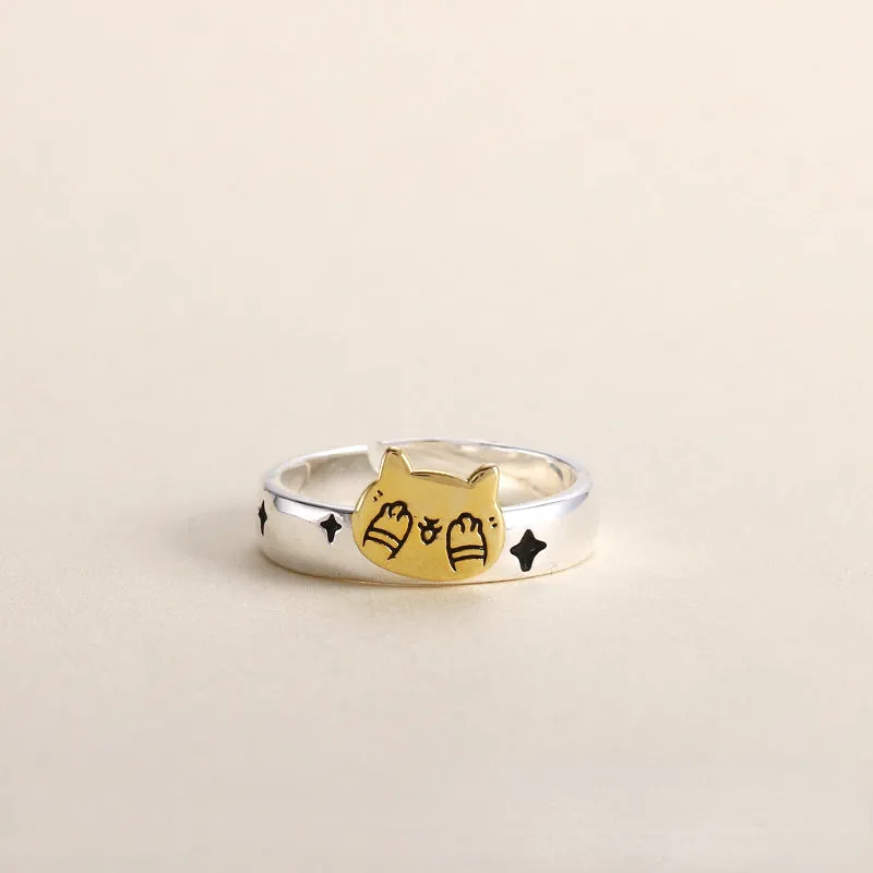 Custom Engraved Cute Cat Rings for friends