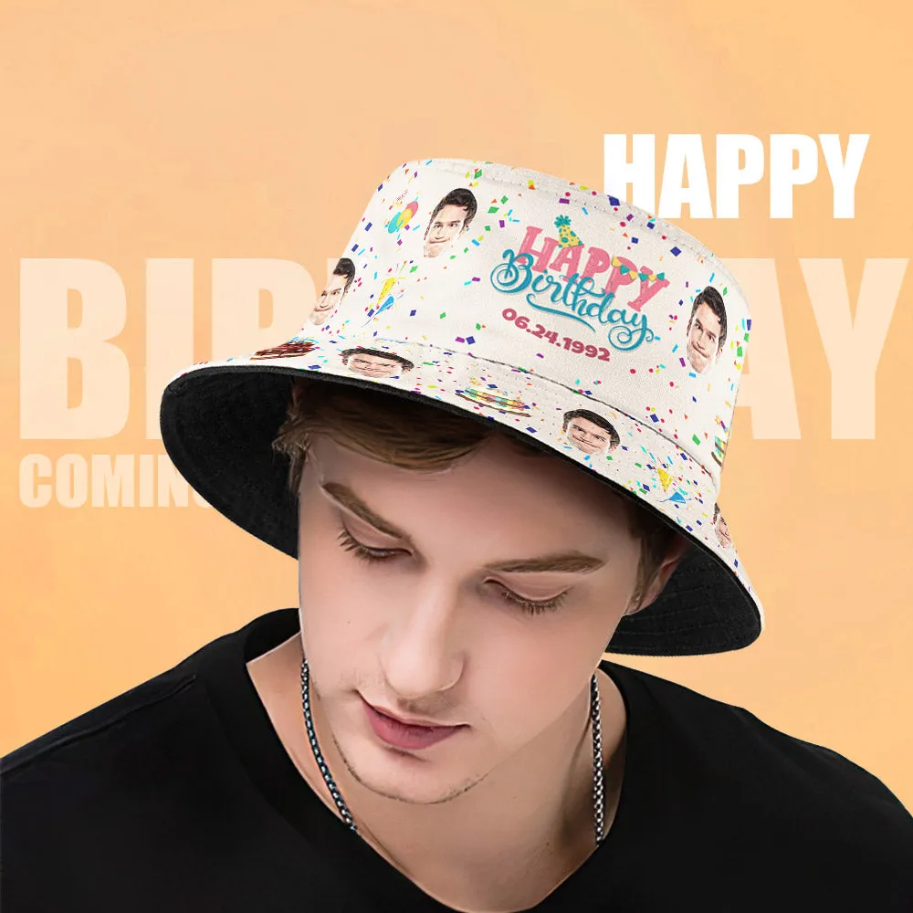 Custom Face Bucket Hat Fisherman Hat Summer Wide Brim Hat Birthday Gift for Family Friends