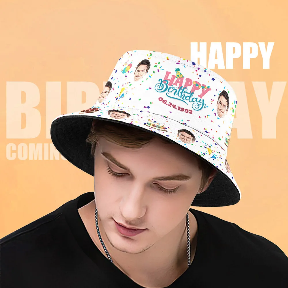 Custom Face Bucket Hat Fisherman Hat Summer Wide Brim Hat Birthday Gift for Family Friends