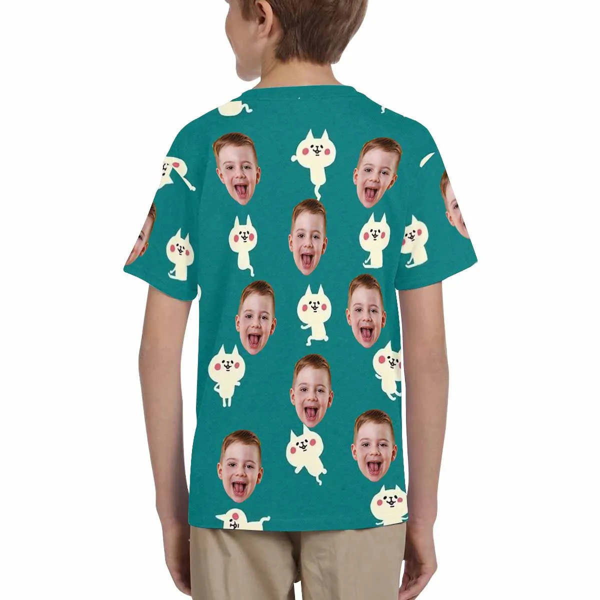 Custom Face Cat Kid's All Over Print T-shirt