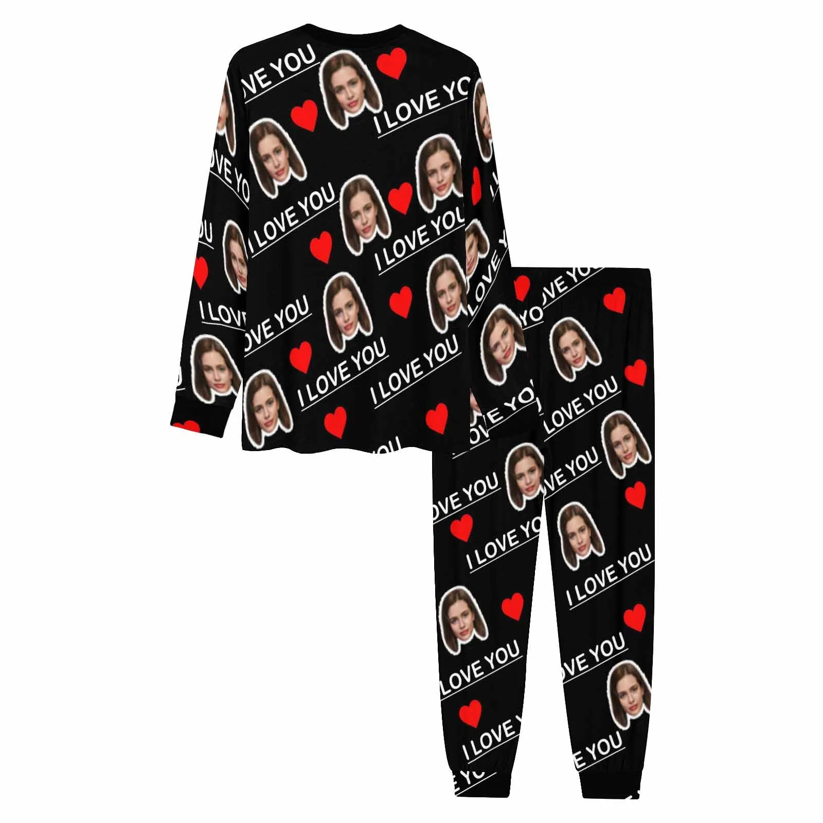 Custom Face I Love You Men's Long Pajama Set