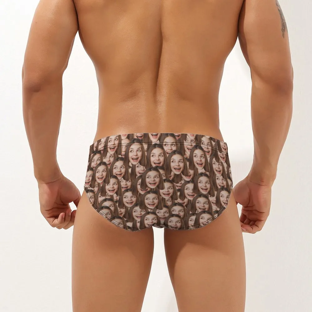 Custom Face Men's Swimming Trunks Personalised Face Mash Triangle Swim Briefs