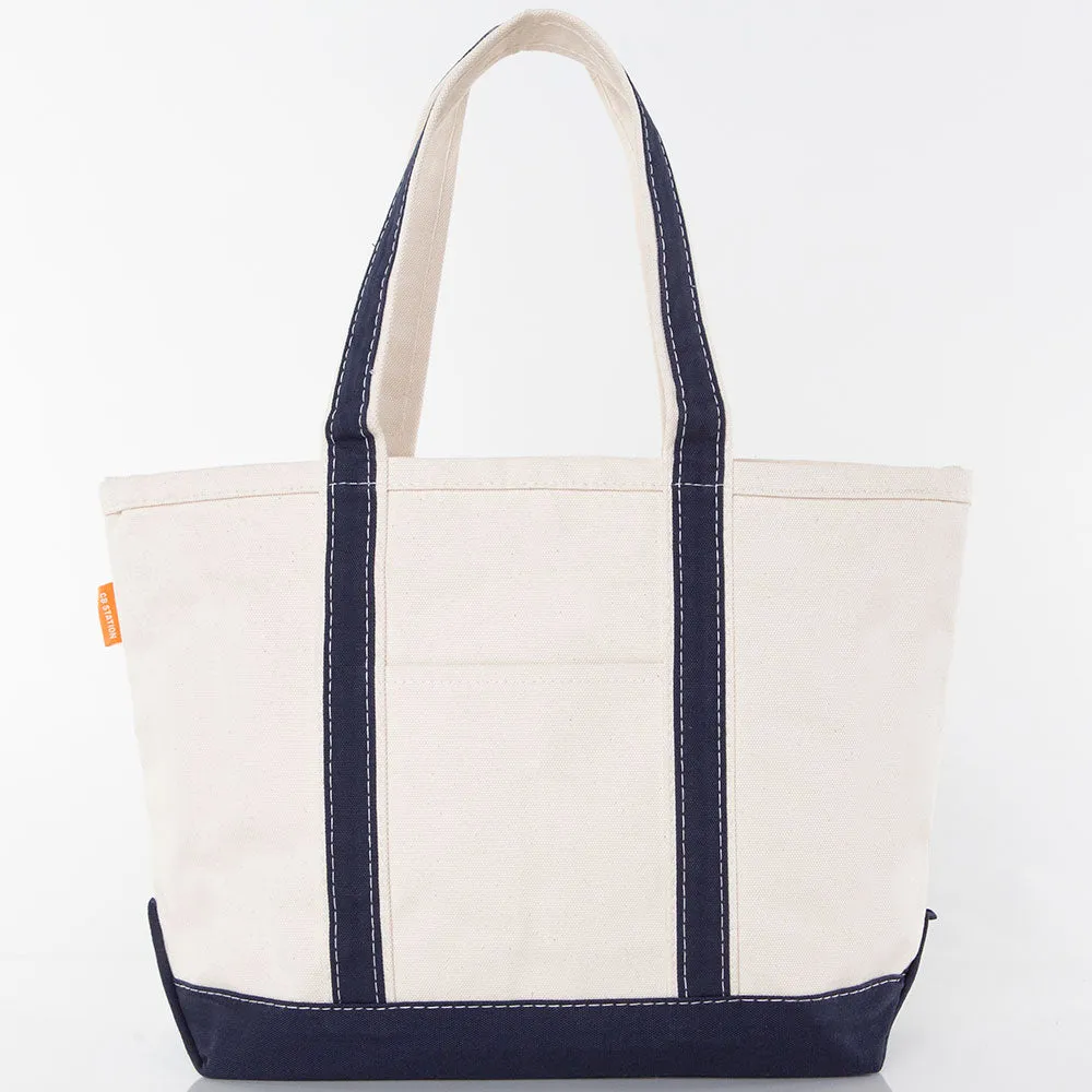 Custom Large Canvas Boat Tote Bag with Shadow Block Initial