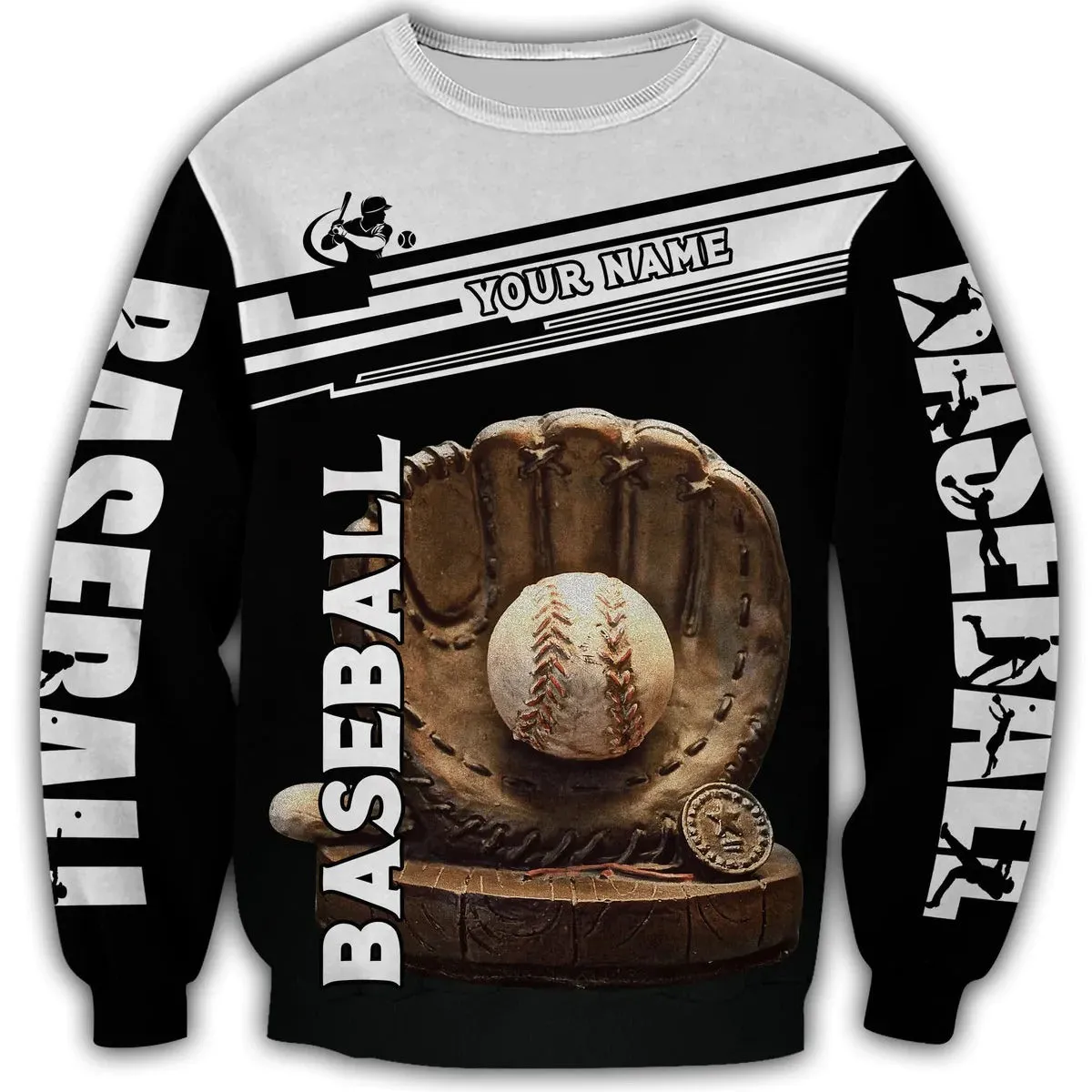 Custom Name Baseball 3D Tee Shirt For Men Women, Baseball Pattern Hoodie, Winter Baseball Player Gift