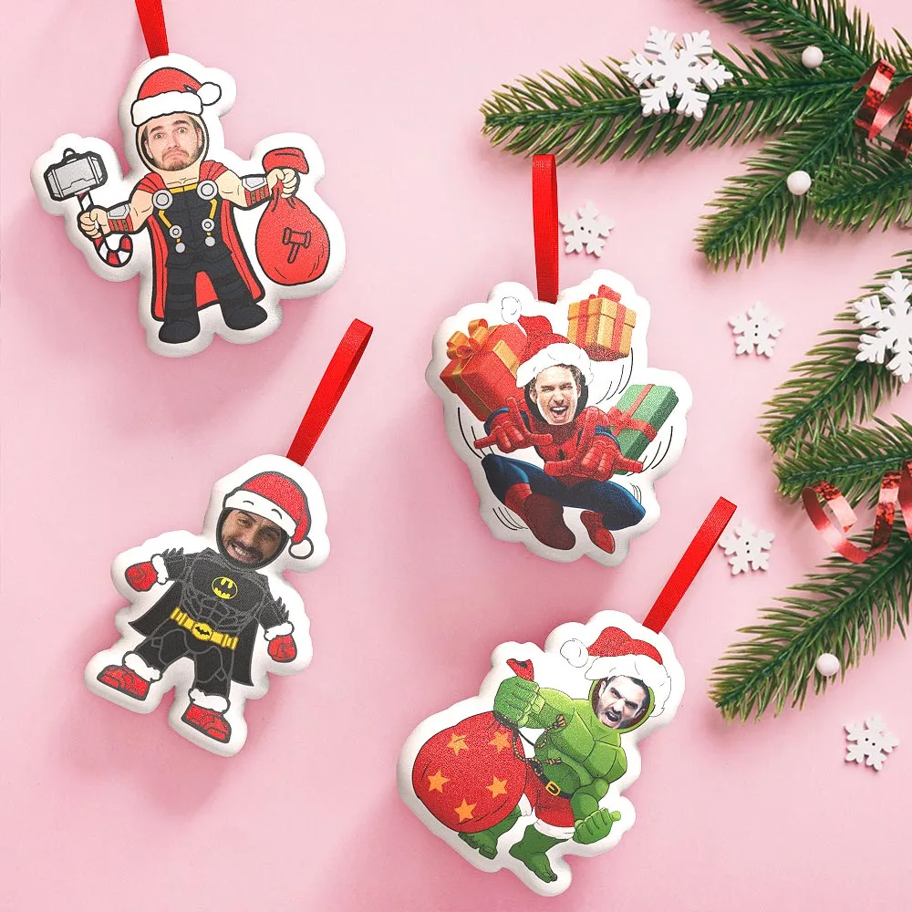 Custom Super Hero Decorations Personalized Face Christmas Hanging Decoration Superhero Decor Set