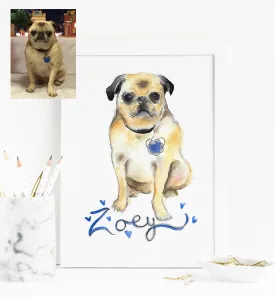 Custom Watercolor Pet Portrait