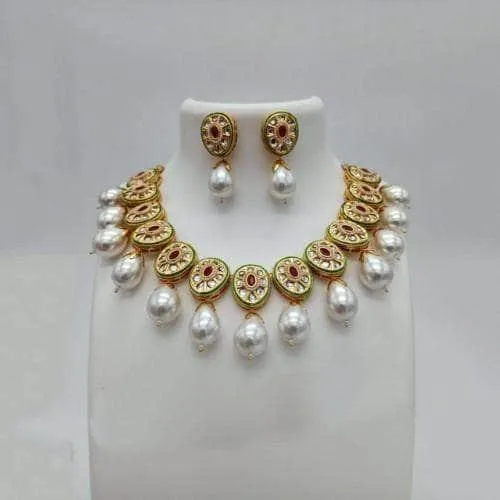 Cut Work Kundan Baroque Pearl Set