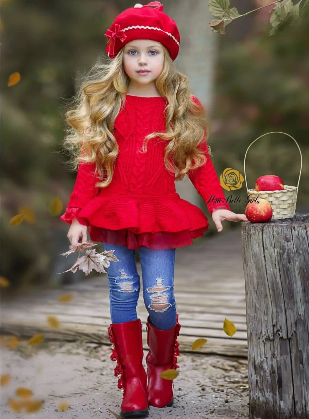 Cute As Pie Cherry Cable Knit Tutu Sweater