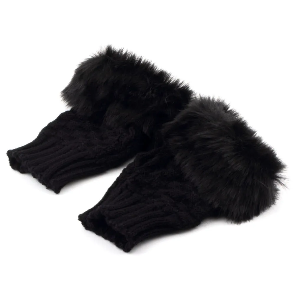 Cute Faux Fur Fingerless Gloves