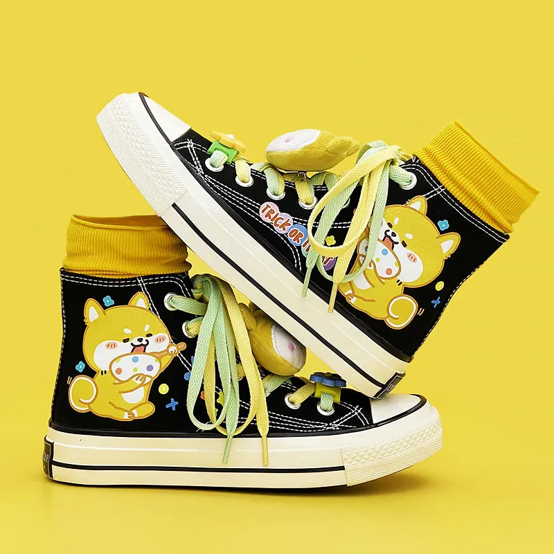 Cute Kawaii Shiba Inu Dog High Top Canvas