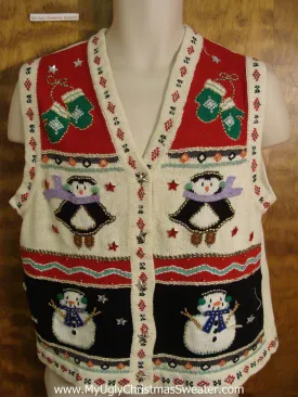 Cute Penguins and Snowmen Ugliest Christmas Sweater Vest