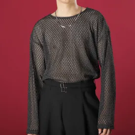 Cutout Mesh Long Sleeve T-Shirt