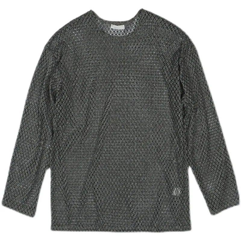 Cutout Mesh Long Sleeve T-Shirt