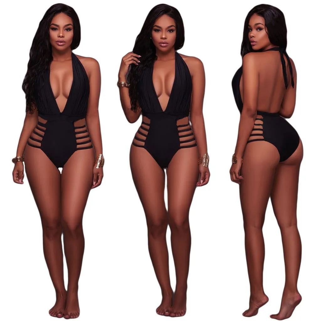 Cutout Sides Backless Triangle One-Piece Swimsuits