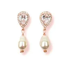 CZ Drop Pearl Earrings Sayla