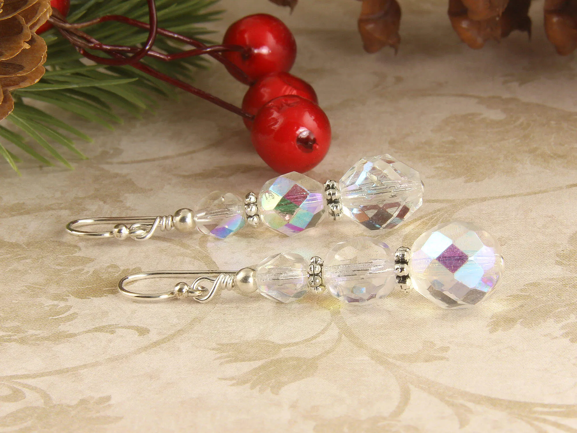 Czech Christmas Crystal Earrings