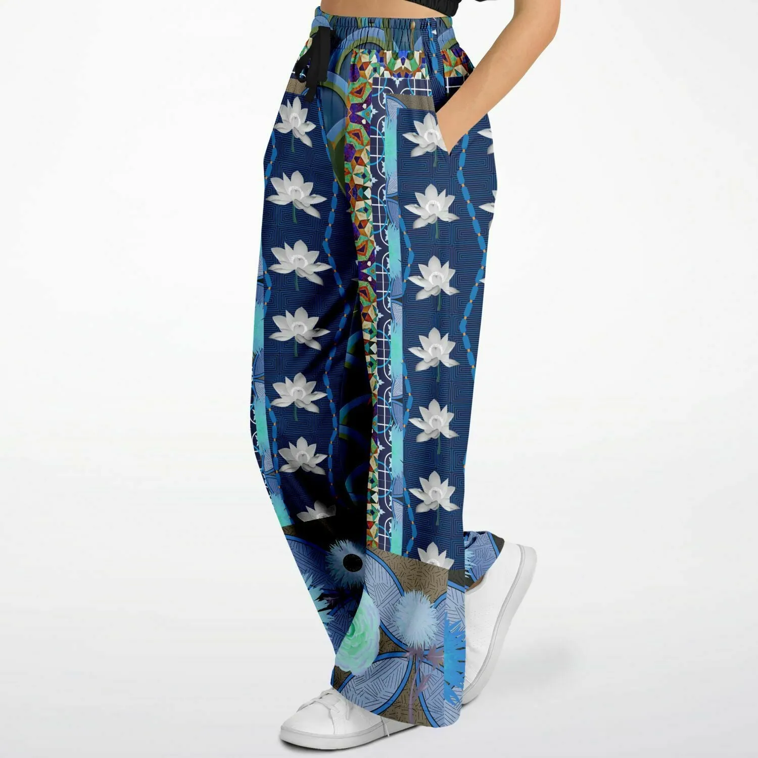 Dahlia Lama Lotus Flower Print Eco-Poly Wide Leg Pants