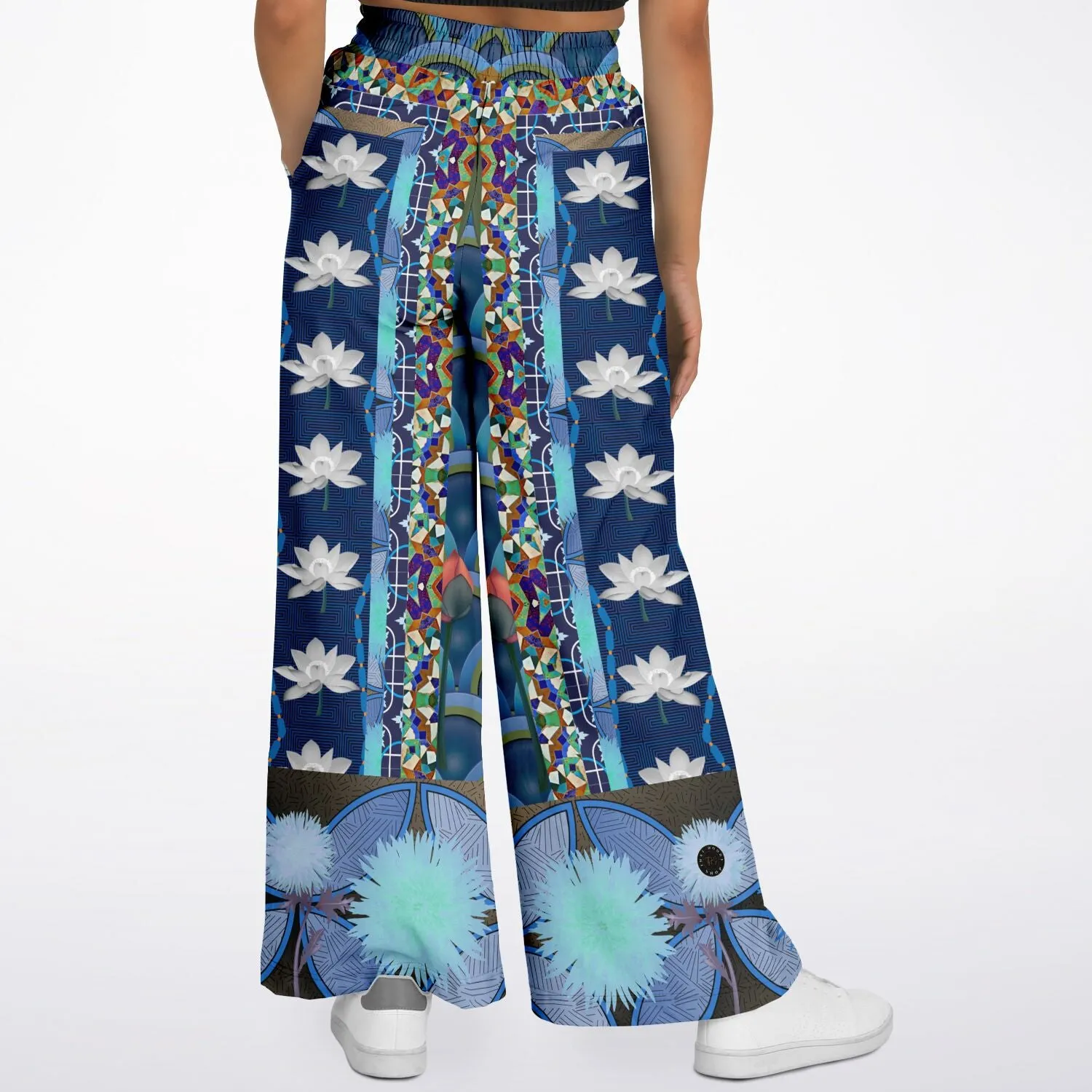 Dahlia Lama Lotus Flower Print Eco-Poly Wide Leg Pants