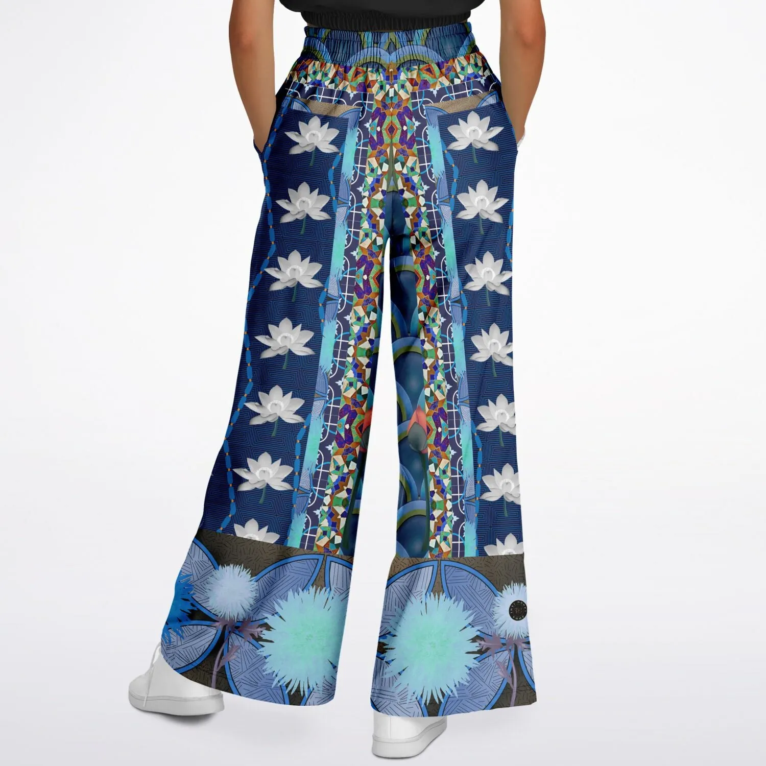 Dahlia Lama Lotus Flower Print Eco-Poly Wide Leg Pants