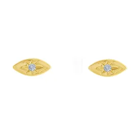 Dainty Evil Eye Stud Earrings with Accents