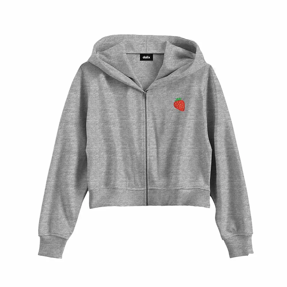 Dalix Strawberry Cropped Zip Hoodie