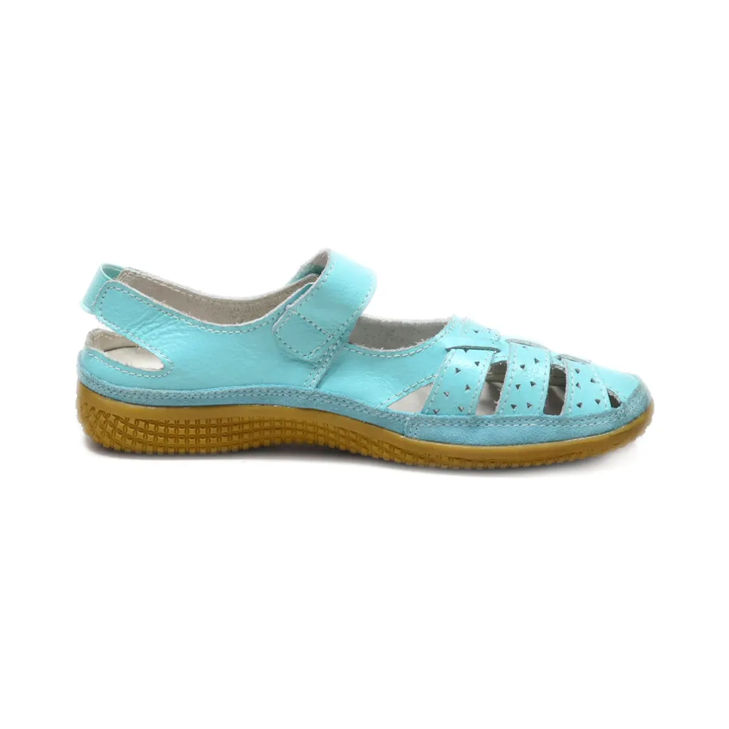 Damart Flat Sandals Leather Blue Colour For Women