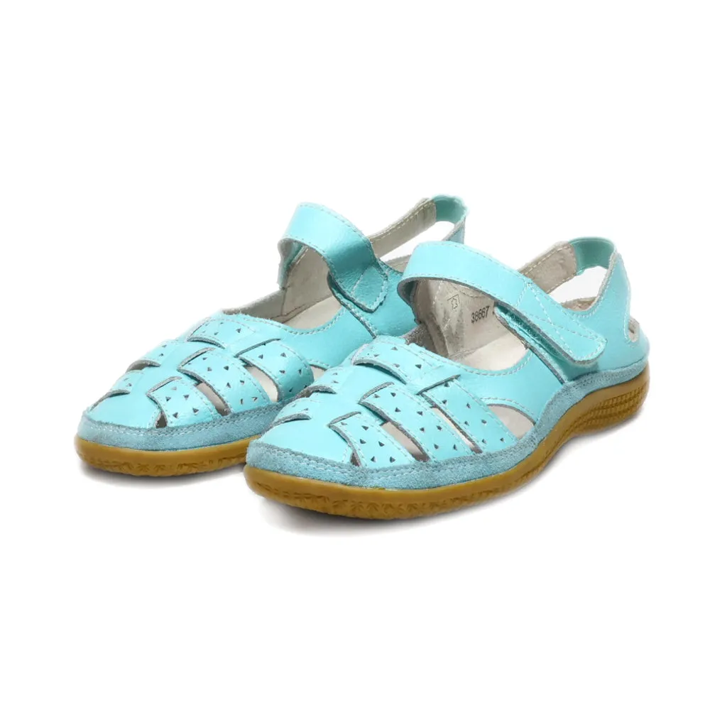 Damart Flat Sandals Leather Blue Colour For Women