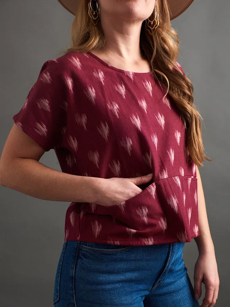 Dana Top - Garnet Ikat