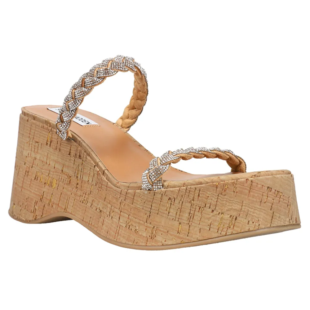 Danya Braided Strap Rhinestone Wedge Platform Sandals