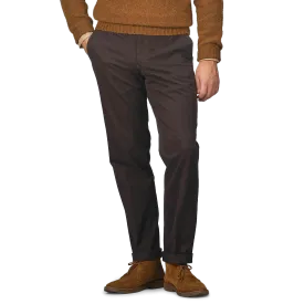 Dark Brown Cotton Stretch Regular Fit Chinos