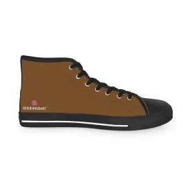 Dark Brown Men's High Tops, Modern Minimalist Best Men's High Top Sneakers (US Size: 5-14)