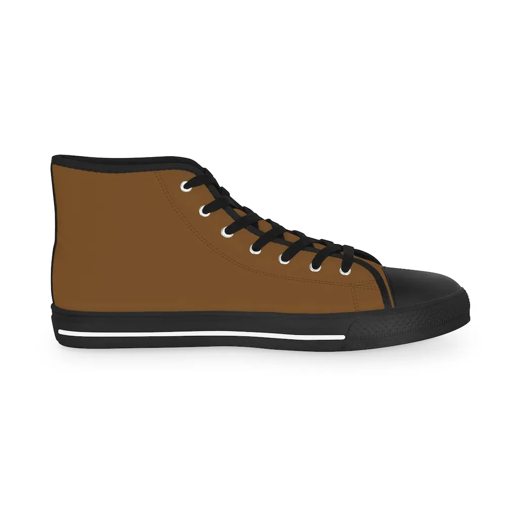 Dark Brown Men's High Tops, Modern Minimalist Best Men's High Top Sneakers (US Size: 5-14)