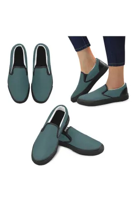 Dark Emerald Green Men's Slip-on Canvas Shoes (Model 019)