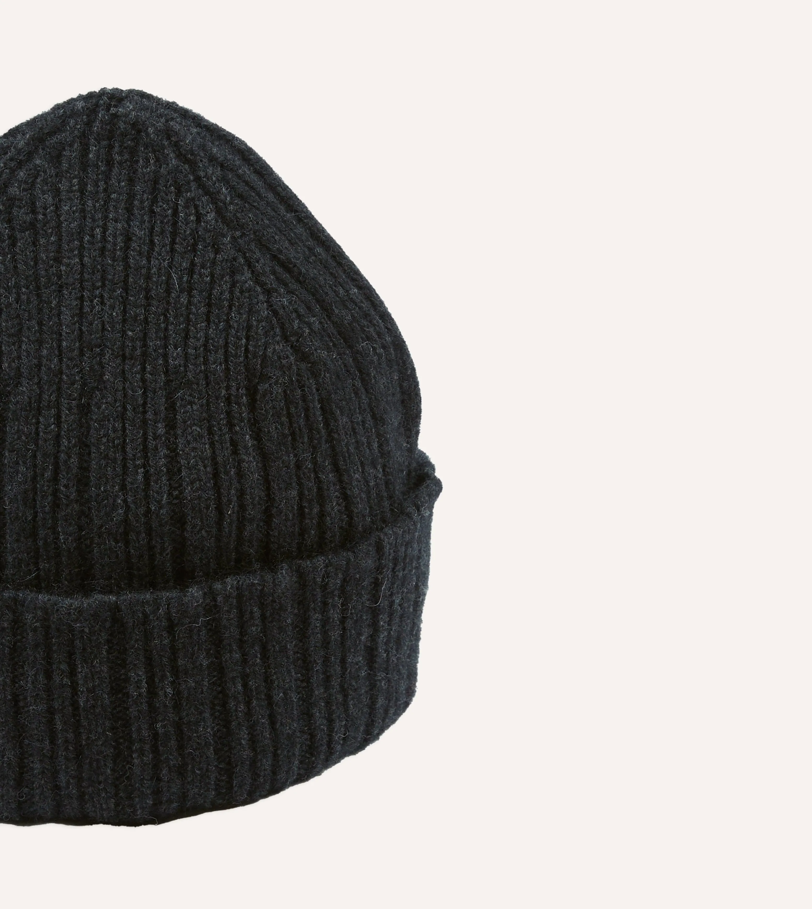 Dark Grey Angora Lambswool Ribbed Knit Cap