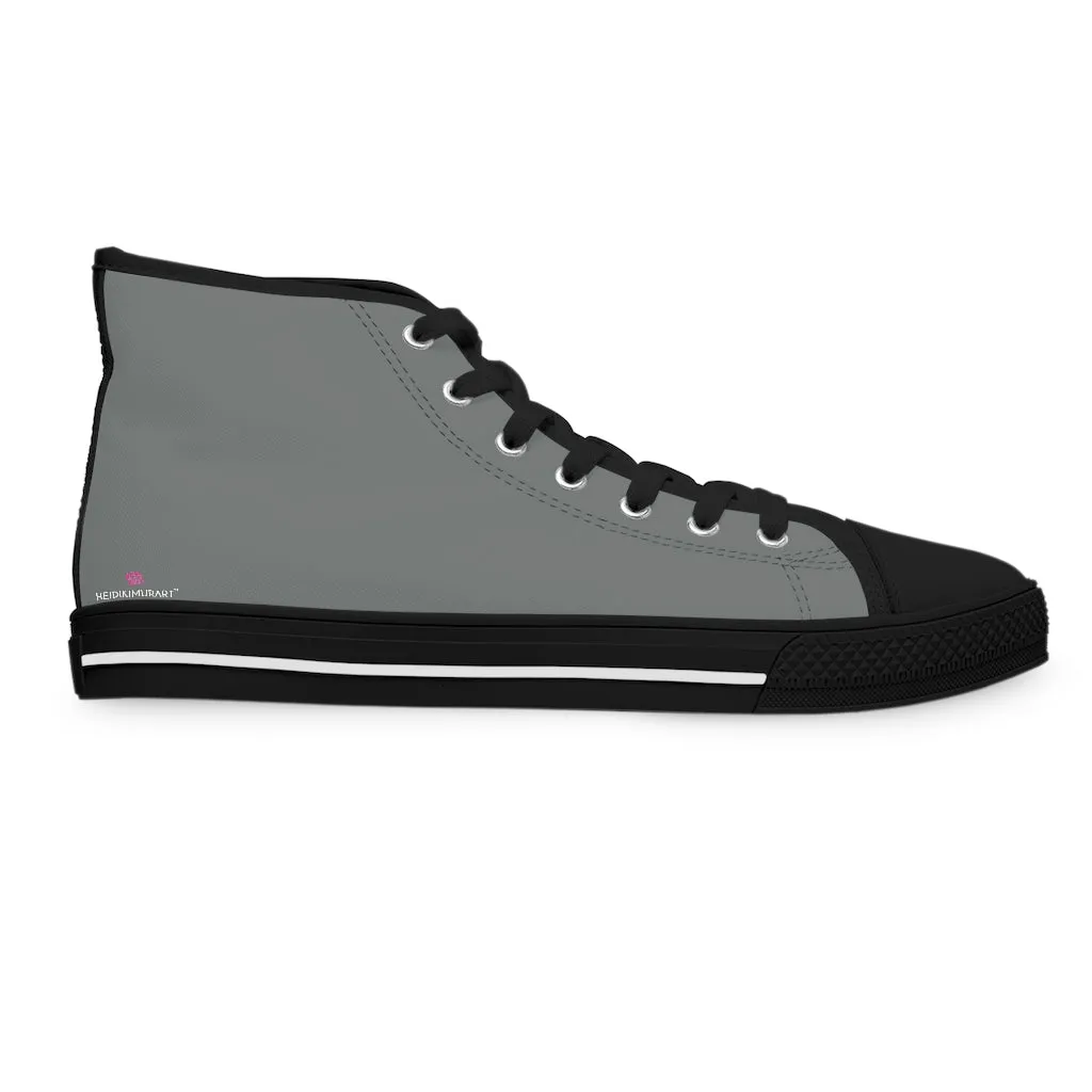 Dark Grey Ladies' High Tops, Solid Gray Color Best Women's High Top Sneakers Canvas Tennis Shoes