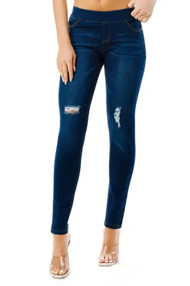 Dark Knee Distressed Denim Jeggings