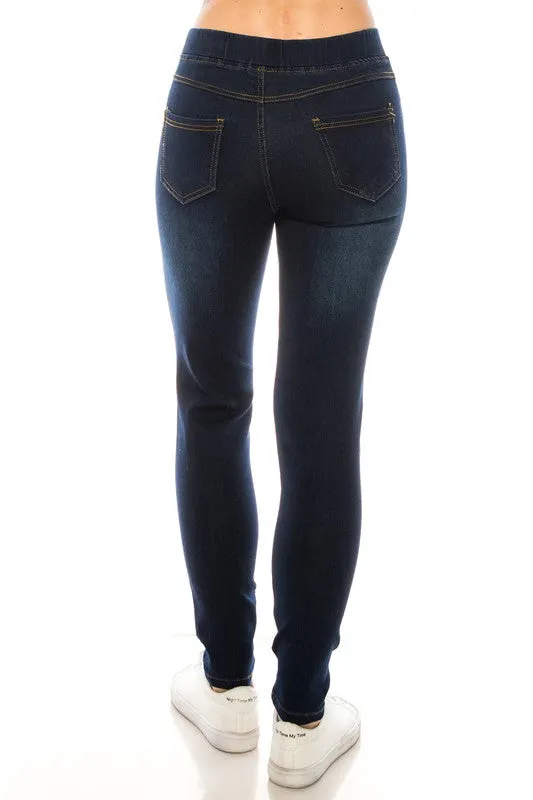 Dark Medium Distressed Denim Jeggings