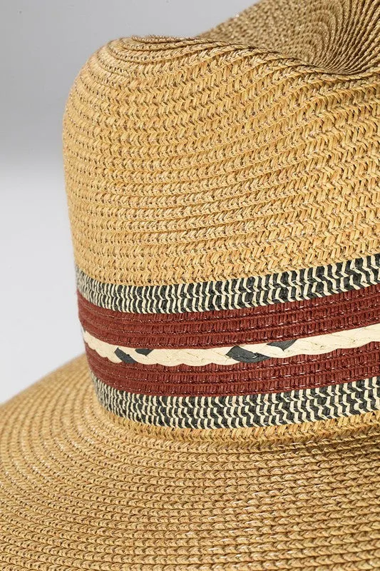 Dark Natural Braided Trim Panama Hat