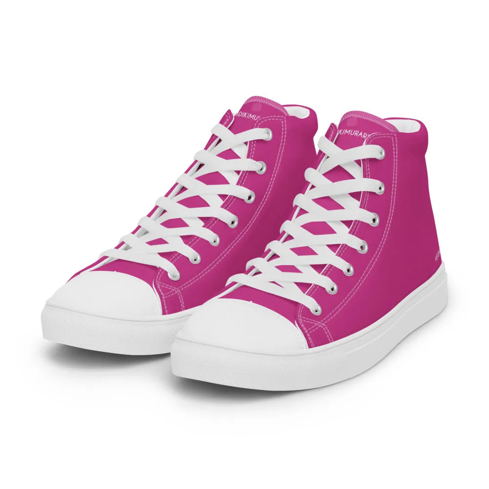 Dark Pink Men's High Tops, Solid Hot Pink Color Men’s High Top Canvas Sneaker Shoes (US Size: 5-13)