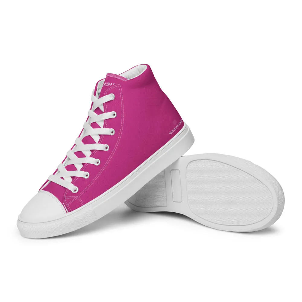 Dark Pink Men's High Tops, Solid Hot Pink Color Men’s High Top Canvas Sneaker Shoes (US Size: 5-13)